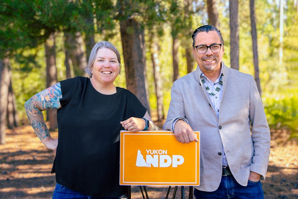 John VanderMeer poses with NDP Leader Kate White